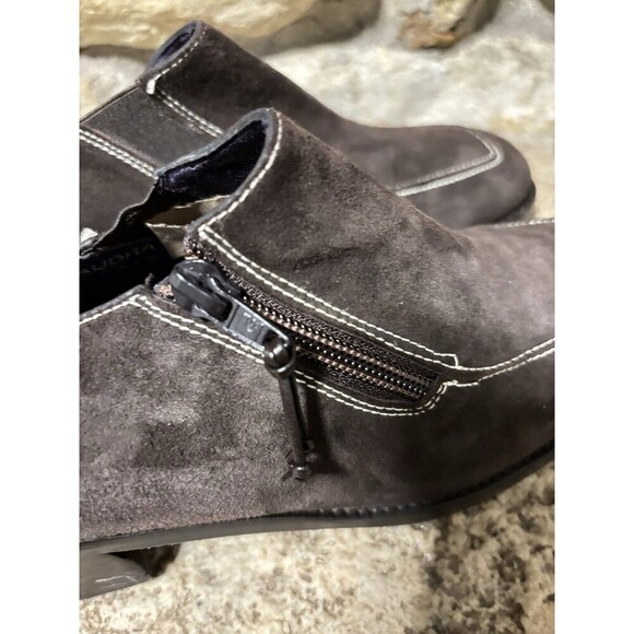 DONALD J. PLINER Audra Brown Suede White Stitching Side Zip Loafers Shoes 7 - Picture 8 of 10